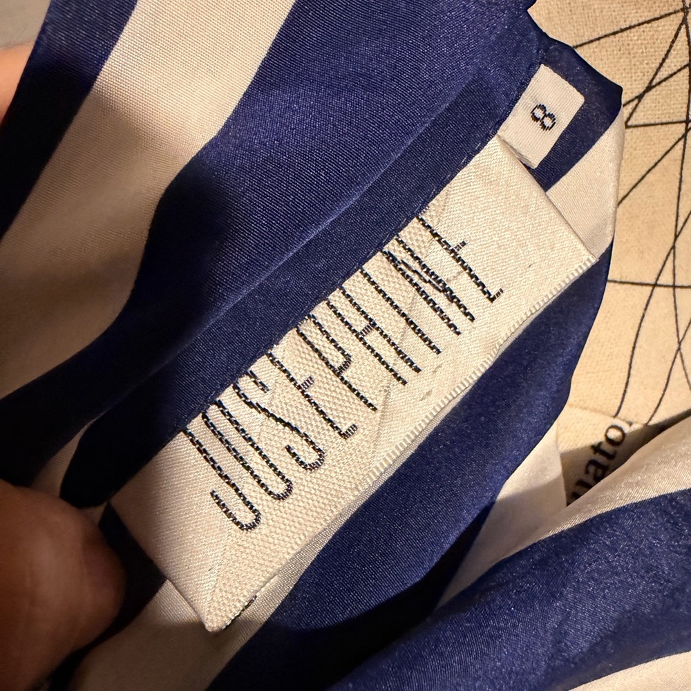 Josephine Vintage button down Navy/White Striped Women's blouse work office 8 - Picture 4 of 4